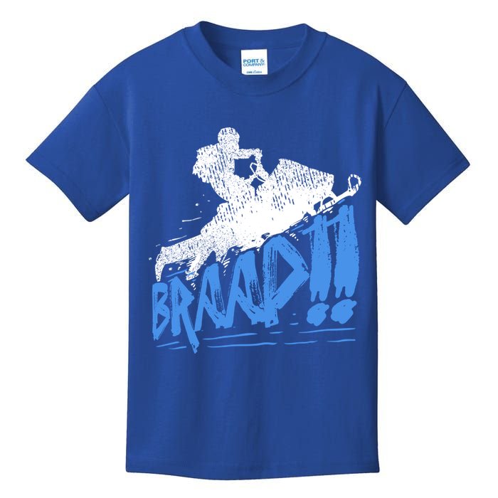Braap Snowmobiling Gift Cool Snowmobile Driver Gift Kids T-Shirt