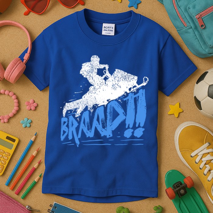 Braap Snowmobiling Gift Cool Snowmobile Driver Gift Kids T-Shirt