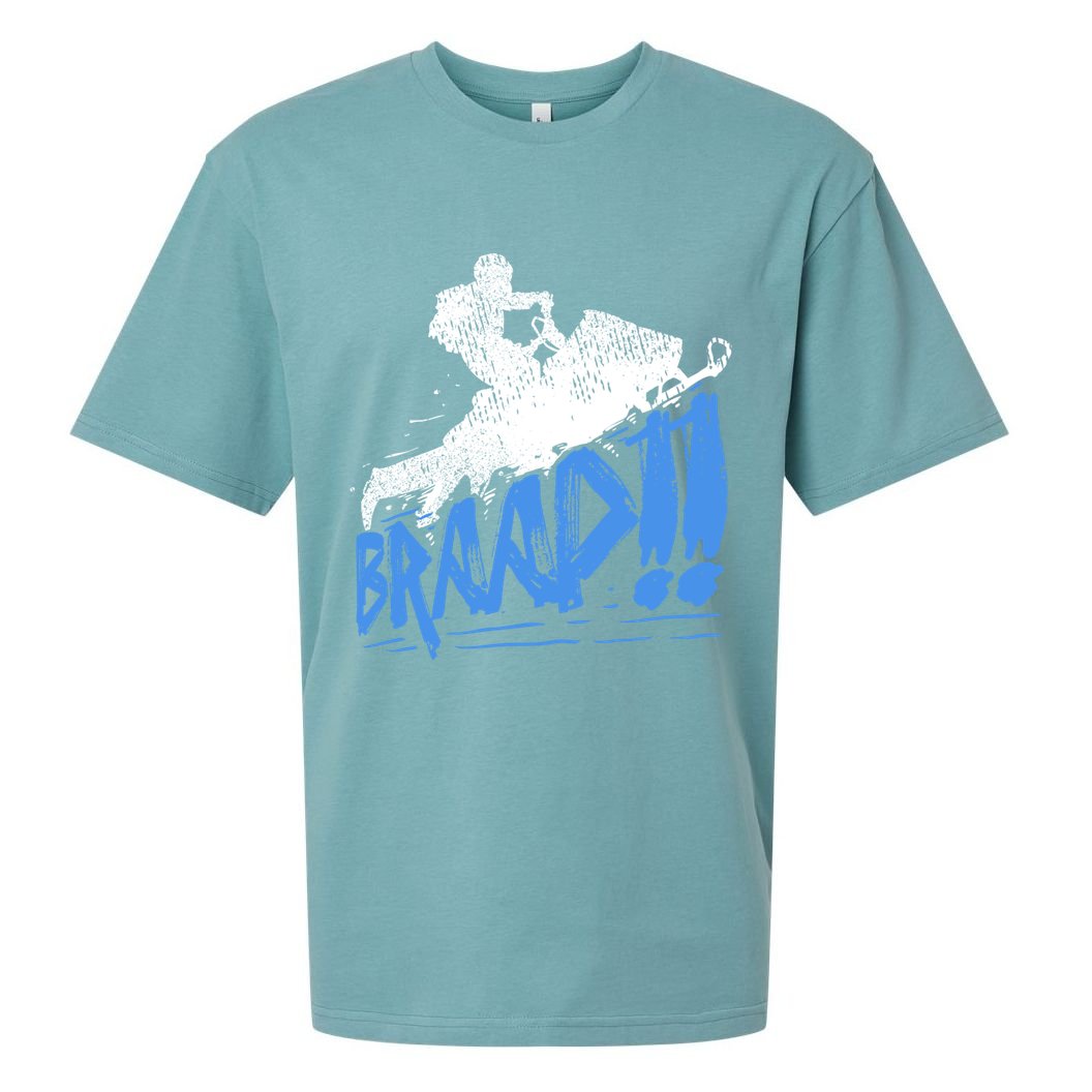 Braap Snowmobiling Gift Cool Snowmobile Driver Gift Sueded Cloud Jersey T-Shirt