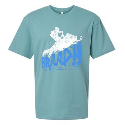 Braap Snowmobiling Gift Cool Snowmobile Driver Gift Sueded Cloud Jersey T-Shirt