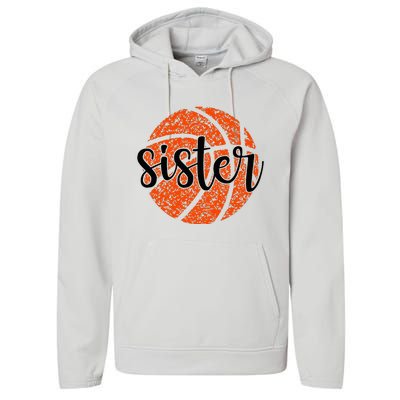 Basketball Sister Girl Distressed Sports Fan Performance Fleece Hoodie