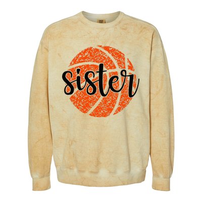 Basketball Sister Girl Distressed Sports Fan Colorblast Crewneck Sweatshirt