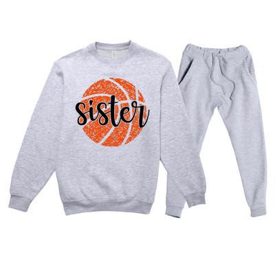 Basketball Sister Girl Distressed Sports Fan Premium Crewneck Sweatsuit Set