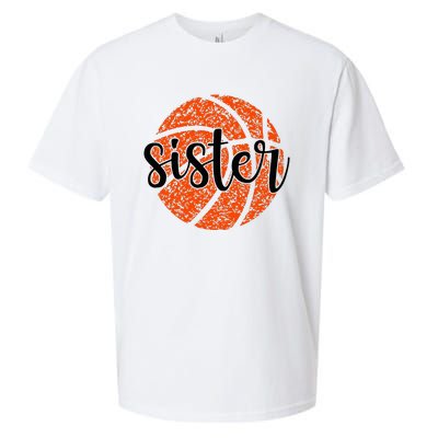 Basketball Sister Girl Distressed Sports Fan Sueded Cloud Jersey T-Shirt