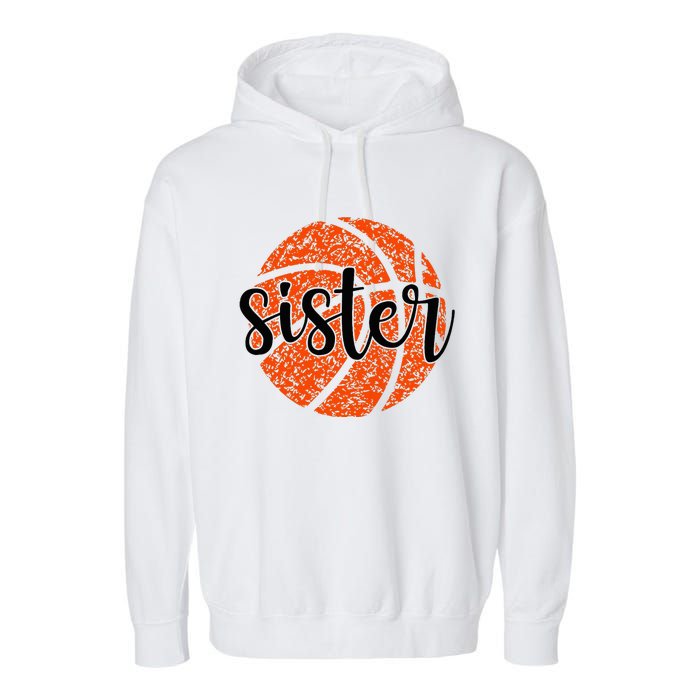 Basketball Sister Girl Distressed Sports Fan Garment-Dyed Fleece Hoodie