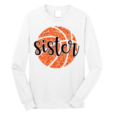 Basketball Sister Girl Distressed Sports Fan Long Sleeve Shirt