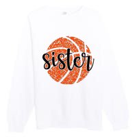 Basketball Sister Girl Distressed Sports Fan Premium Crewneck Sweatshirt