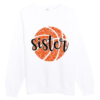 Basketball Sister Girl Distressed Sports Fan Premium Crewneck Sweatshirt