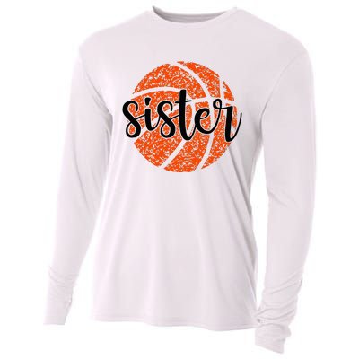 Basketball Sister Girl Distressed Sports Fan Cooling Performance Long Sleeve Crew