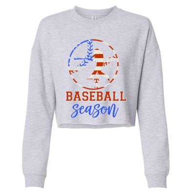 Baseball Season Game Day Vibes Baseball Softball Season Gift Cropped Pullover Crew