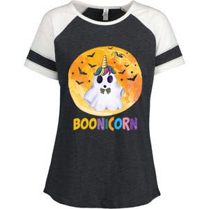 Boonicorn Spooky Ghost Unicorn Pretty Halloween Meaningful Gift Enza Ladies Jersey Colorblock Tee