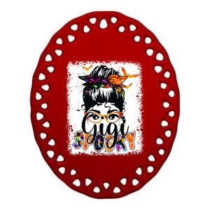 Bleached Spooky Gigi Messy Hair Bun Halloween Cute Gift Ceramic Oval Ornament