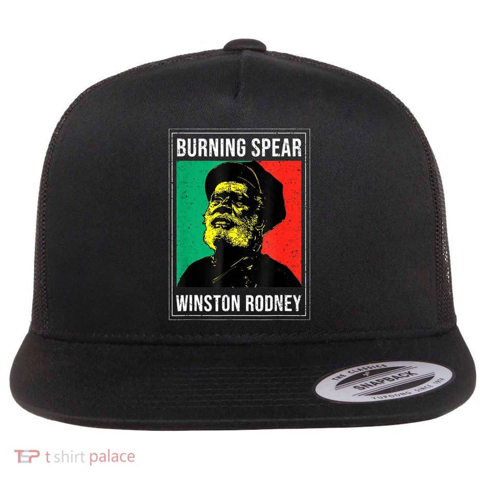 Burnings Spear Green And Red Flat Bill Trucker Hat