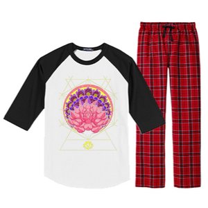 Boho Sacred Geometry Spiritual Yoga Bohemian Lotus Flower Gift Raglan Sleeve Pajama Set