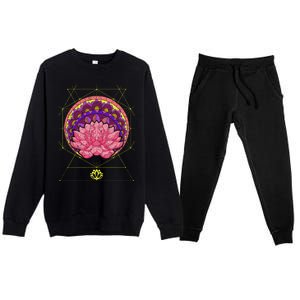 Boho Sacred Geometry Spiritual Yoga Bohemian Lotus Flower Gift Premium Crewneck Sweatsuit Set