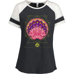 Boho Sacred Geometry Spiritual Yoga Bohemian Lotus Flower Gift Enza Ladies Jersey Colorblock Tee