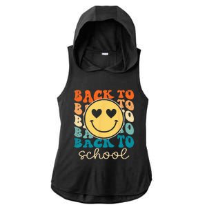 Boho Style Groovy Smile Back to School Ladies PosiCharge Tri-Blend Wicking Draft Hoodie Tank