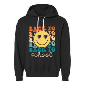 Boho Style Groovy Smile Back to School Garment-Dyed Fleece Hoodie