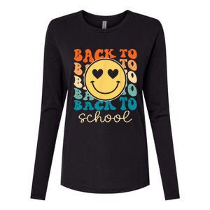 Boho Style Groovy Smile Back to School Womens Cotton Relaxed Long Sleeve T-Shirt