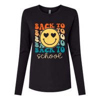 Boho Style Groovy Smile Back to School Womens Cotton Relaxed Long Sleeve T-Shirt