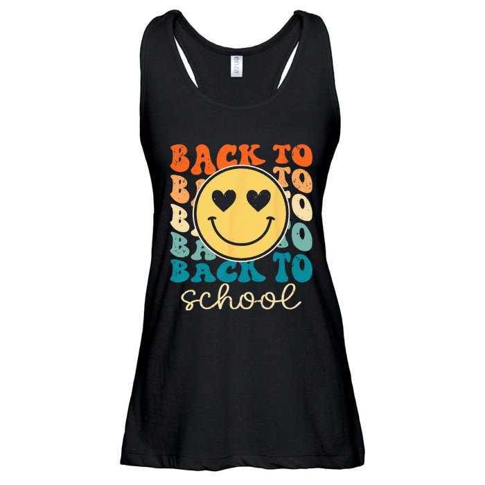 Boho Style Groovy Smile Back to School Ladies Essential Flowy Tank