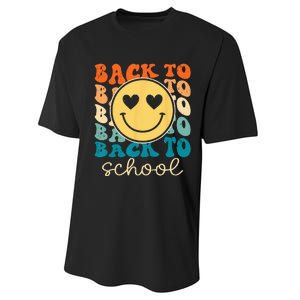 Boho Style Groovy Smile Back to School Performance Sprint T-Shirt