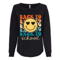 Boho Style Groovy Smile Back to School Womens California Wash Sweatshirt