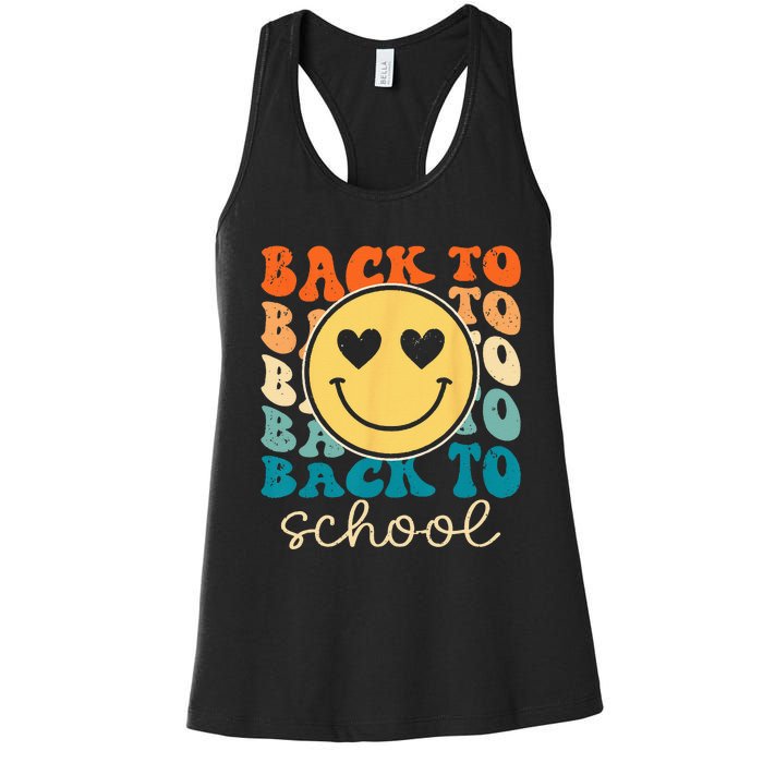 Boho Style Groovy Smile Back to School Women's Racerback Tank