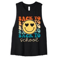 Boho Style Groovy Smile Back to School Women's Racerback Cropped Tank