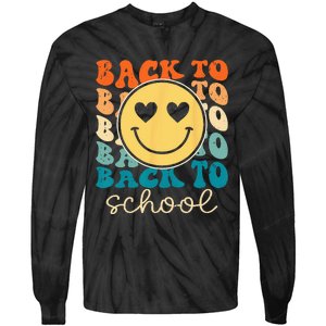 Boho Style Groovy Smile Back to School Tie-Dye Long Sleeve Shirt