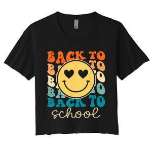 Boho Style Groovy Smile Back to School Women's Crop Top Tee