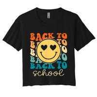 Boho Style Groovy Smile Back to School Women's Crop Top Tee