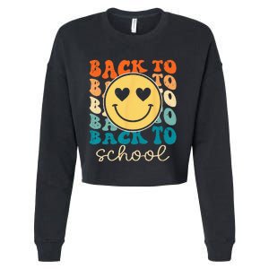 Boho Style Groovy Smile Back to School Cropped Pullover Crew