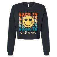 Boho Style Groovy Smile Back to School Cropped Pullover Crew