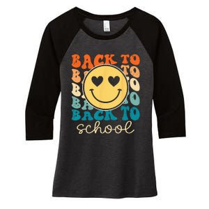 Boho Style Groovy Smile Back to School Women's Tri-Blend 3/4-Sleeve Raglan Shirt