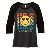 Boho Style Groovy Smile Back to School Women's Tri-Blend 3/4-Sleeve Raglan Shirt