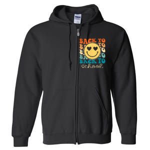 Boho Style Groovy Smile Back to School Full Zip Hoodie