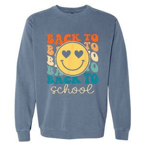 Boho Style Groovy Smile Back to School Garment-Dyed Sweatshirt