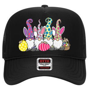 Bunny Spring Gnome Easter Egg Hunting And Basket High Crown Mesh Back Trucker Hat