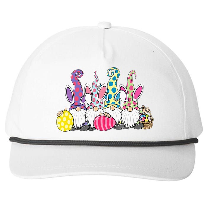 Bunny Spring Gnome Easter Egg Hunting And Basket Snapback Five-Panel Rope Hat