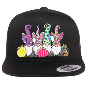 Bunny Spring Gnome Easter Egg Hunting And Basket Flat Bill Trucker Hat