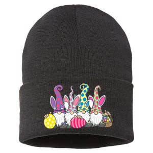 Bunny Spring Gnome Easter Egg Hunting And Basket Sustainable Knit Beanie