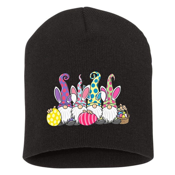 Bunny Spring Gnome Easter Egg Hunting And Basket Short Acrylic Beanie