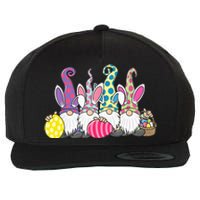 Bunny Spring Gnome Easter Egg Hunting And Basket Wool Snapback Cap