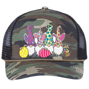 Bunny Spring Gnome Easter Egg Hunting And Basket Retro Rope Trucker Hat Cap