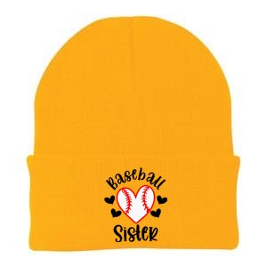 Baseball Sister Game Day Sport Heart Knit Cap Winter Beanie