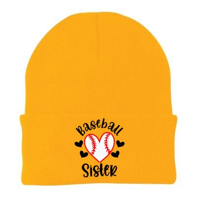 Baseball Sister Game Day Sport Heart Knit Cap Winter Beanie