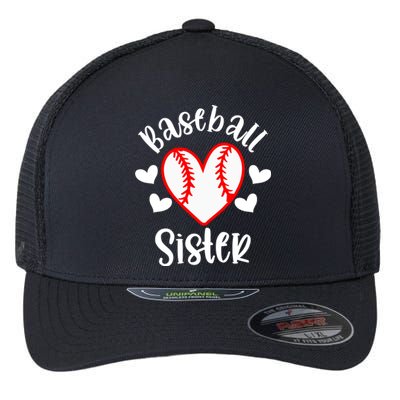 Baseball Sister Game Day Sport Heart Flexfit Unipanel Trucker Cap