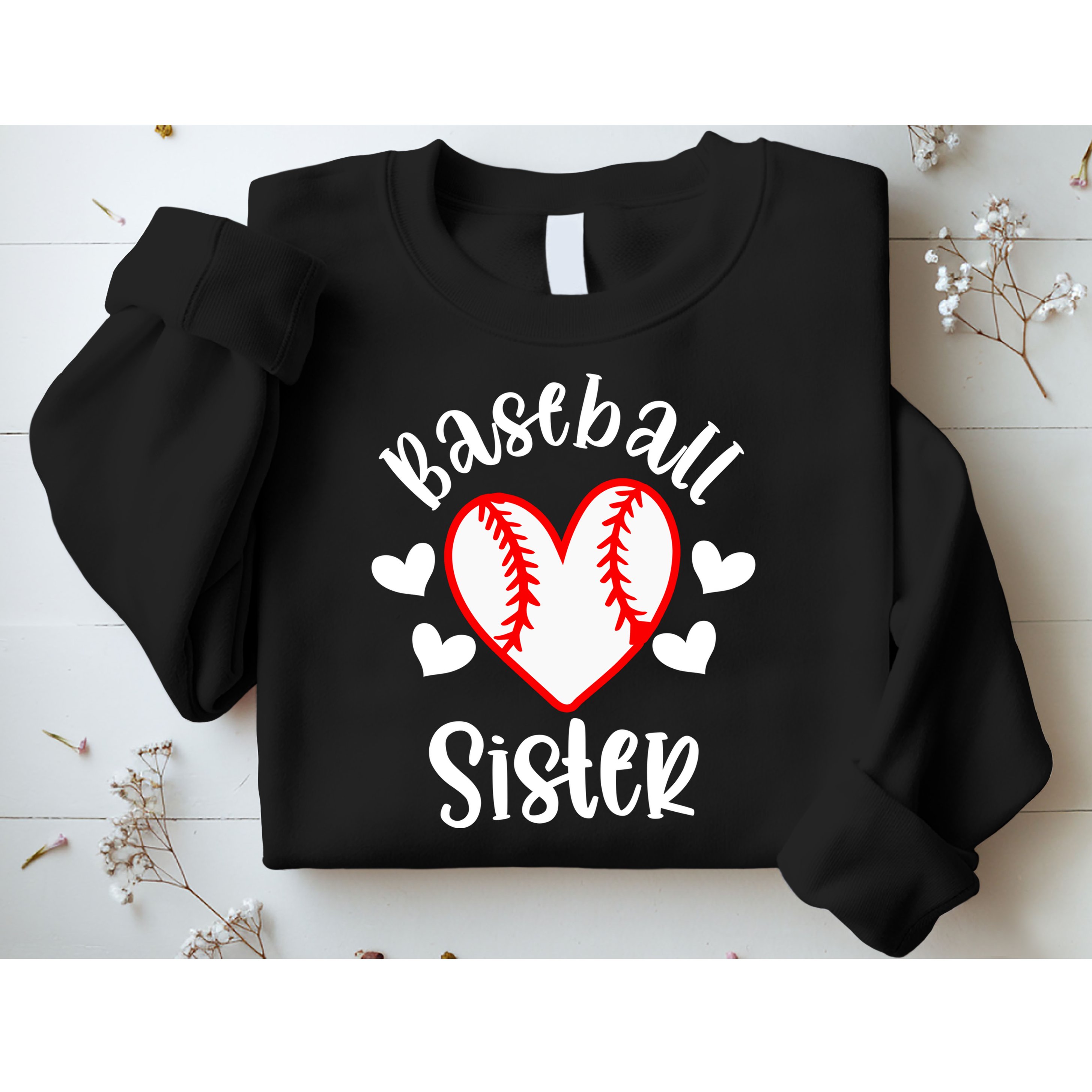 Baseball Sister Game Day Sport Heart Sweatshirt