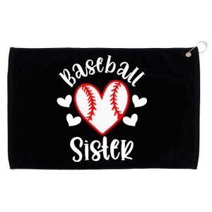 Baseball Sister Game Day Sport Heart Grommeted Golf Towel